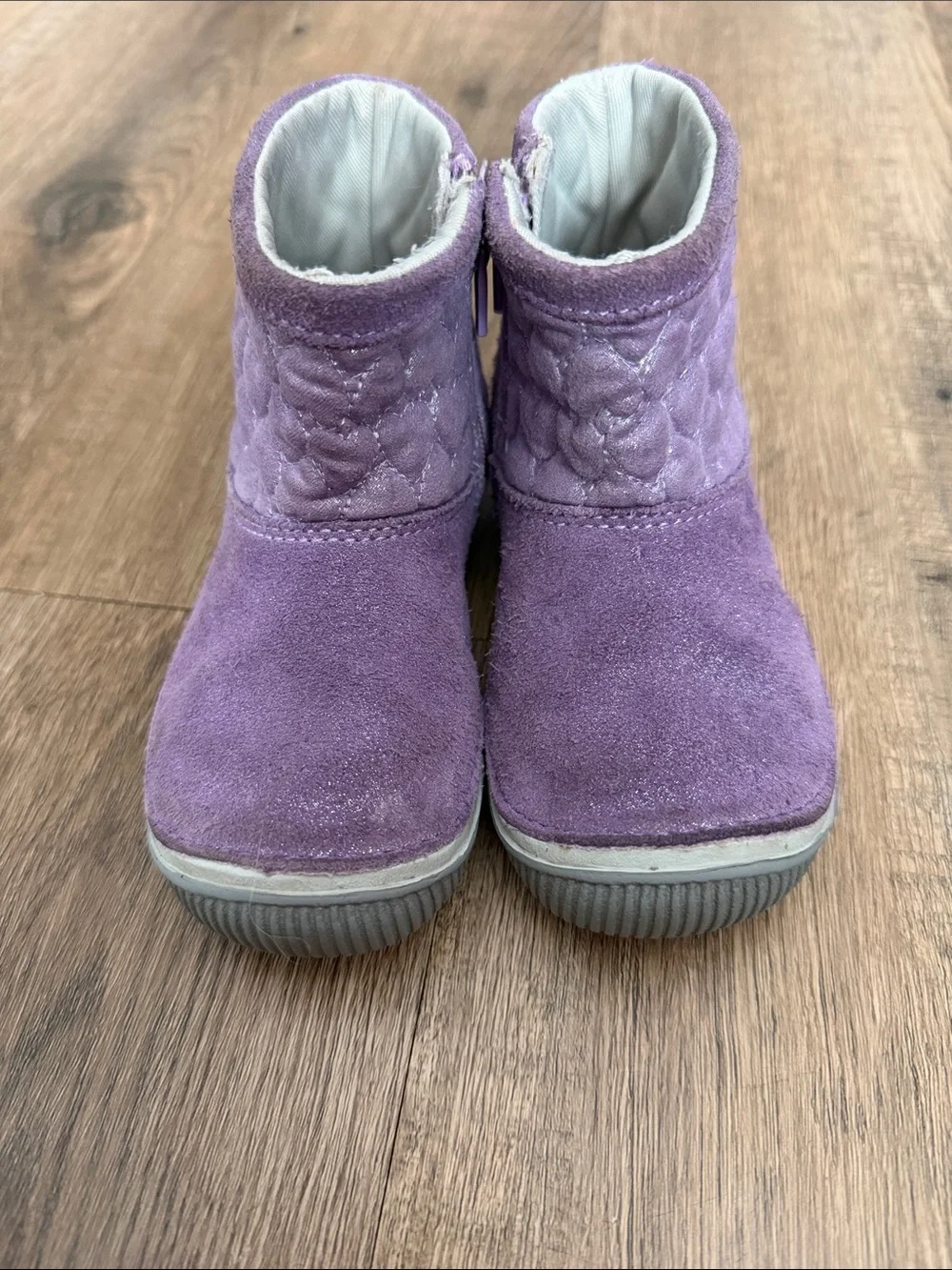 Stride Rite Girls Purple Suede Glitter Ankle Boots Size 9